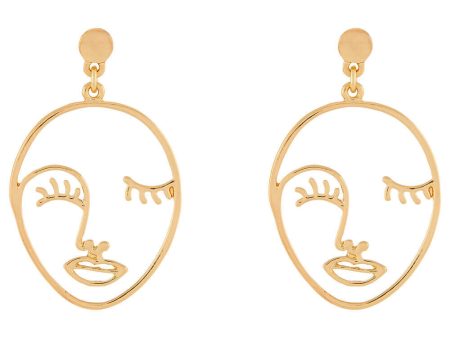 Accessorize Gold Face Earrings Fashion