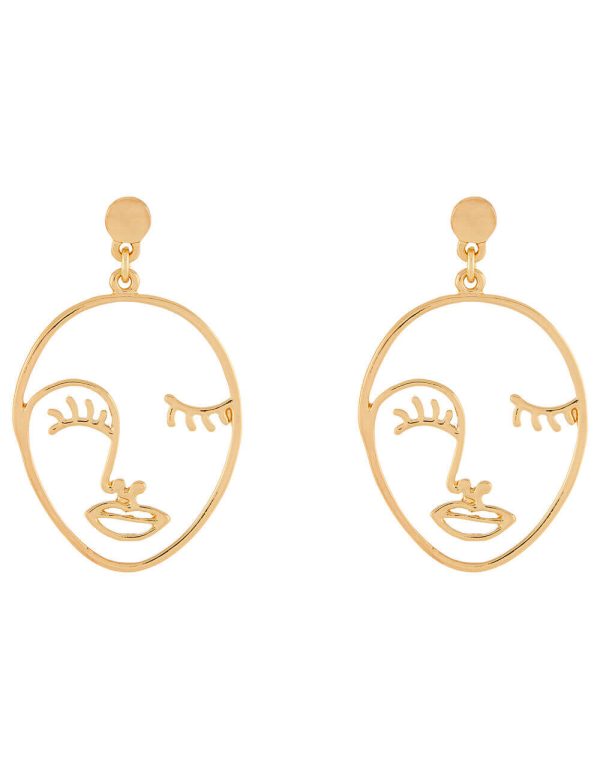 Accessorize Gold Face Earrings Fashion