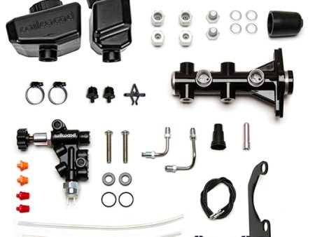 Wilwood Remote Tandem M C Kit w Brkt and Valve - 1.12in Bore Black Online