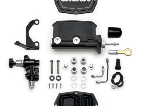 Wilwood Compact Tandem M C - 1.12in Bore w RH Bracket and Valve (Mustang Pushrod) - Black on Sale