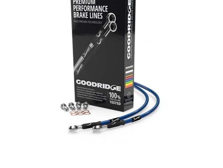 Goodridge 80-83 Kawasaki Z550C LTD Electric Blue Front SS Brake Lines For Sale