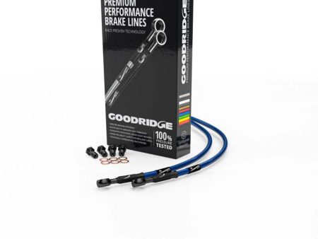 Goodridge 05-06 Kawasaki KLE500 Electric Blue Front SS Brake Lines w Black Fittings For Cheap